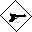 GunShy icon: A silhouette of a handgun, within the classic diamond-shaped outline indicating an application.