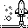 NetTrek 3 icon: A spaceship resembling the NASA space shuttle orbiter, plugged into a LocalTalk network, against a backdrop of stars and planets.